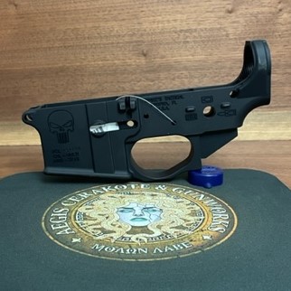 Blemished Spike's Tactical Punisher Logo M16 Pocket Cut FCG Stripped Lower Receiver